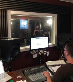 Keya and I Tracking Vocals.