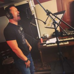 Eric Martsolf recording vocals during our marathon vocal session