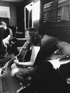 Claire Whalen during production session at Full Tilt Productions Recording studio central pa